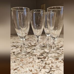 Five Elegant Clear Glass Champagne Flutes